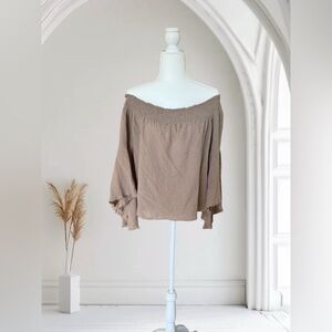 Stylish Off-Shoulder Tan Top